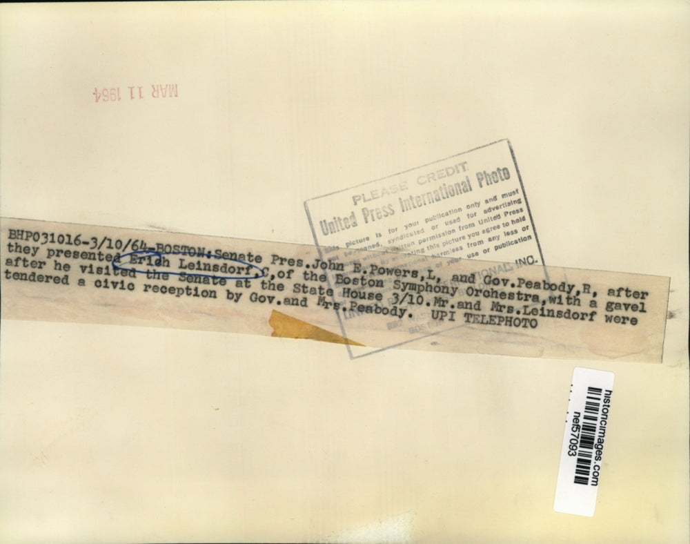 1964 Press Photo Erich Leinsdorf w Gavel at State House Senate Meeting, Boston