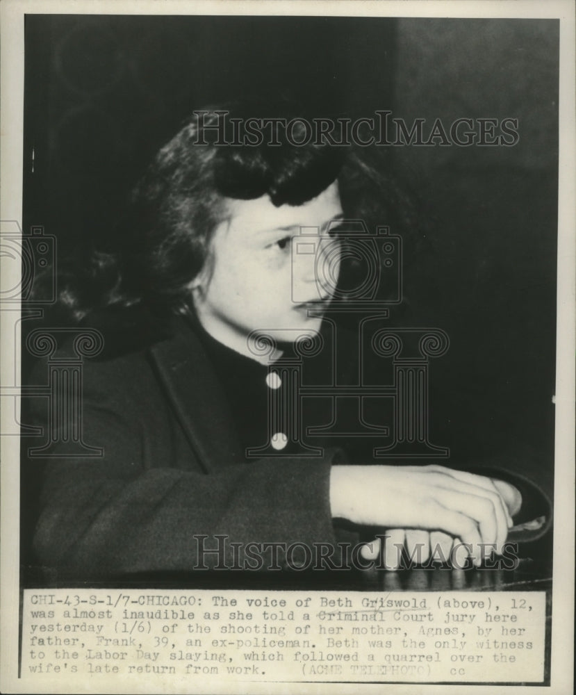 1948 Press Photo Beth Griswold Told Criminal Court of the Shooting of Her Mother