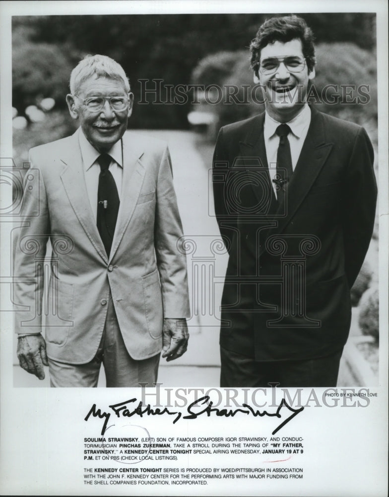 Load image into Gallery viewer, Press Photo Soulima and Igor Stravinsky Taping "My Father Stravinsky"
