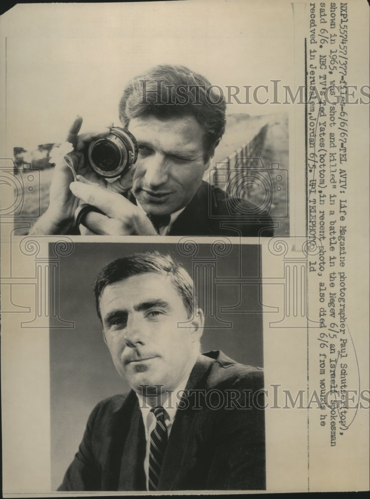 1967 Press Photo Photographer Paul Schutzer and Ted Yates Killed in Middle East