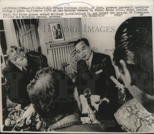 1966 Press Photo Souvanna Phouma Answers Questions During Press Conference