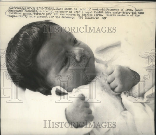 1963 Press Photo Princess of Iran Named Maasoumeh Farahnaz at Ceremony