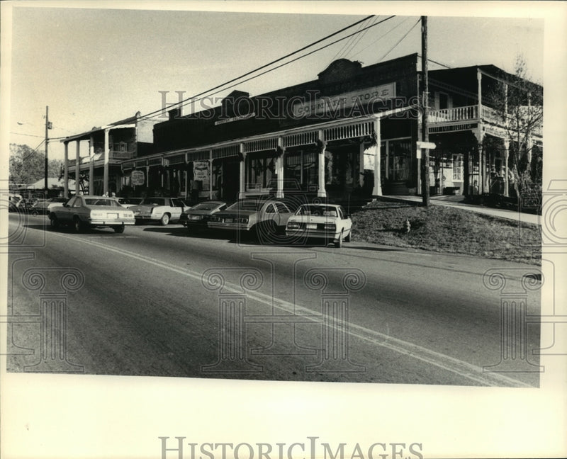 Load image into Gallery viewer, 1984 Press Photo Storefronts in Warm Springs village, Georgia - nef57615
