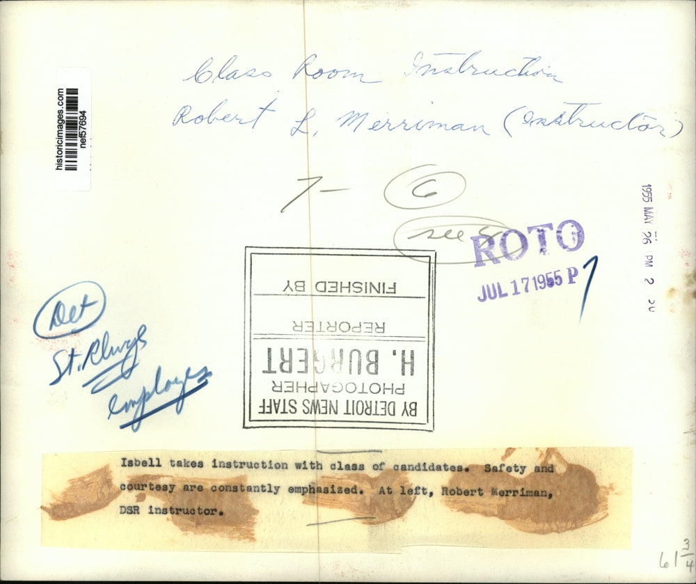 1955 Press Photo Class for DSR Detroit Streetcar Employees - nef57694