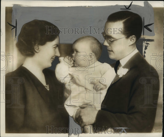 1939 Press Photo Princess Juliana, Prince Bernhard, Baby Beatrix of Netherlands