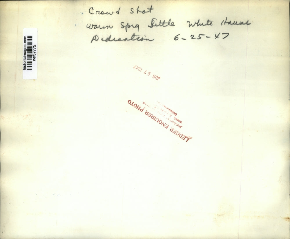 1947 Press Photo Crowd at Little White House Dedication, Warm Springs, Georgia