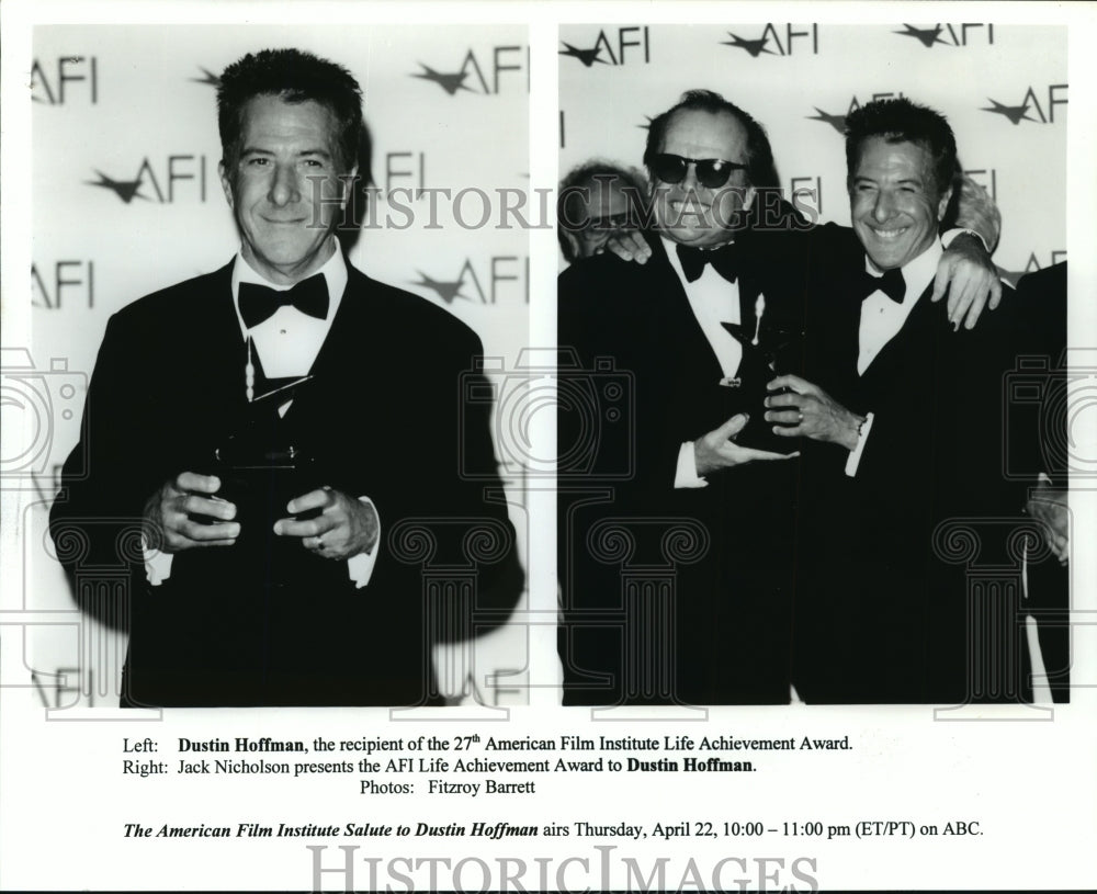1999 Press Photo Dustin Hoffman Receives Life Time Achievement Jack Nicholson