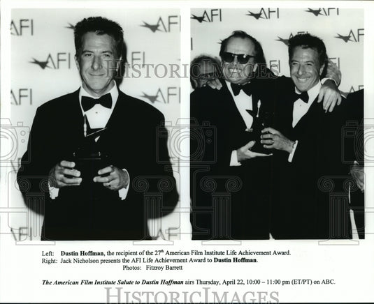 1999 Press Photo Dustin Hoffman Receives Life Time Achievement Jack Nicholson