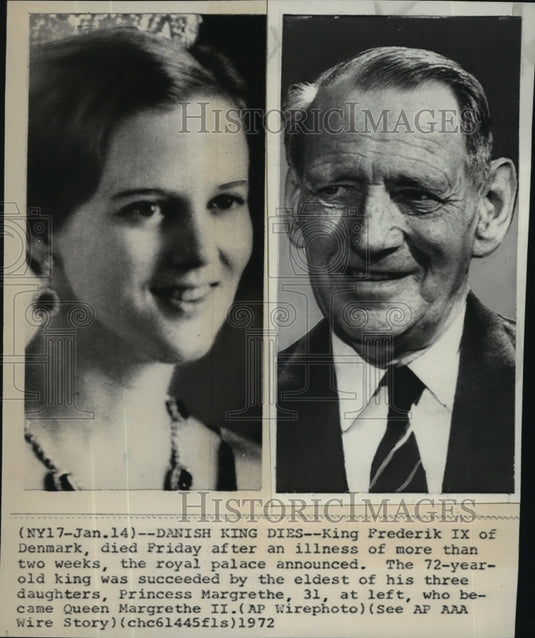 1972 Press Photo King Frederik IX of Denmark Died After an Illness of Two Weeks
