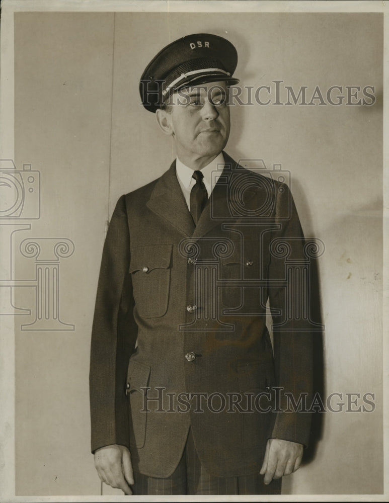 1938 Press Photo John P.Frazer Pres.of Detroit Street Railways with New Uniform
