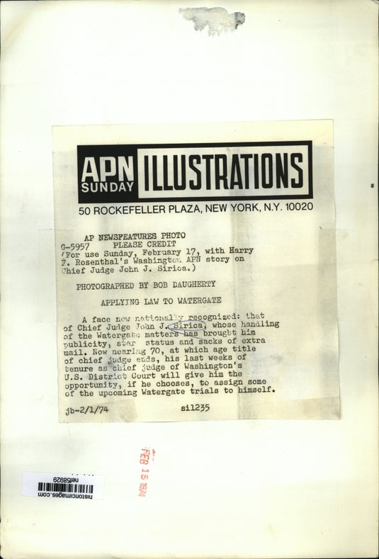 1974 Press Photo John J. Sirica may assign some Watergate trials to himself