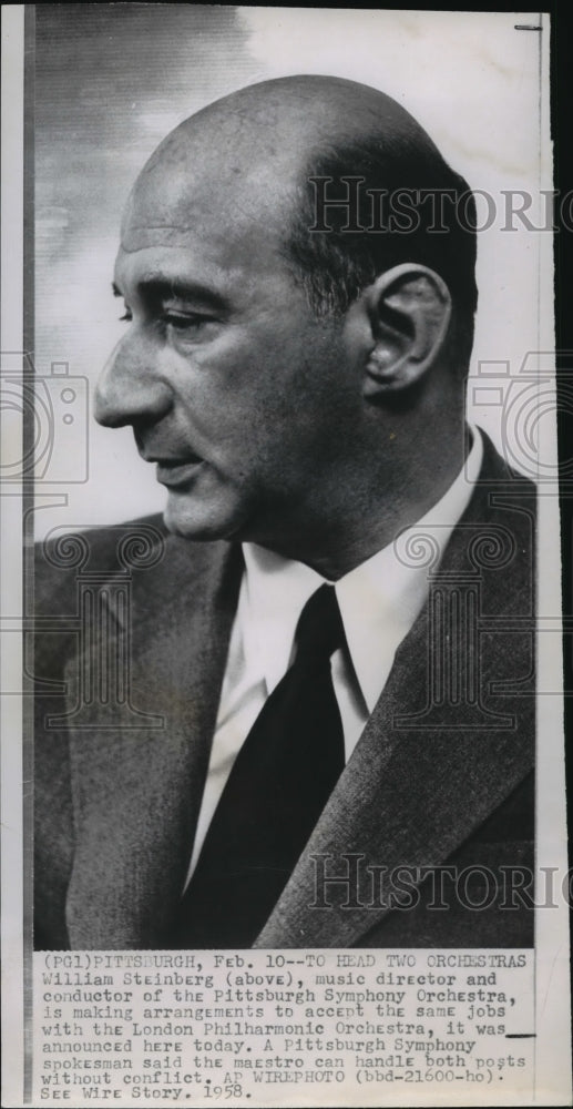 1958 Press Photo William Steinberg to head two orchestras - nef58943
