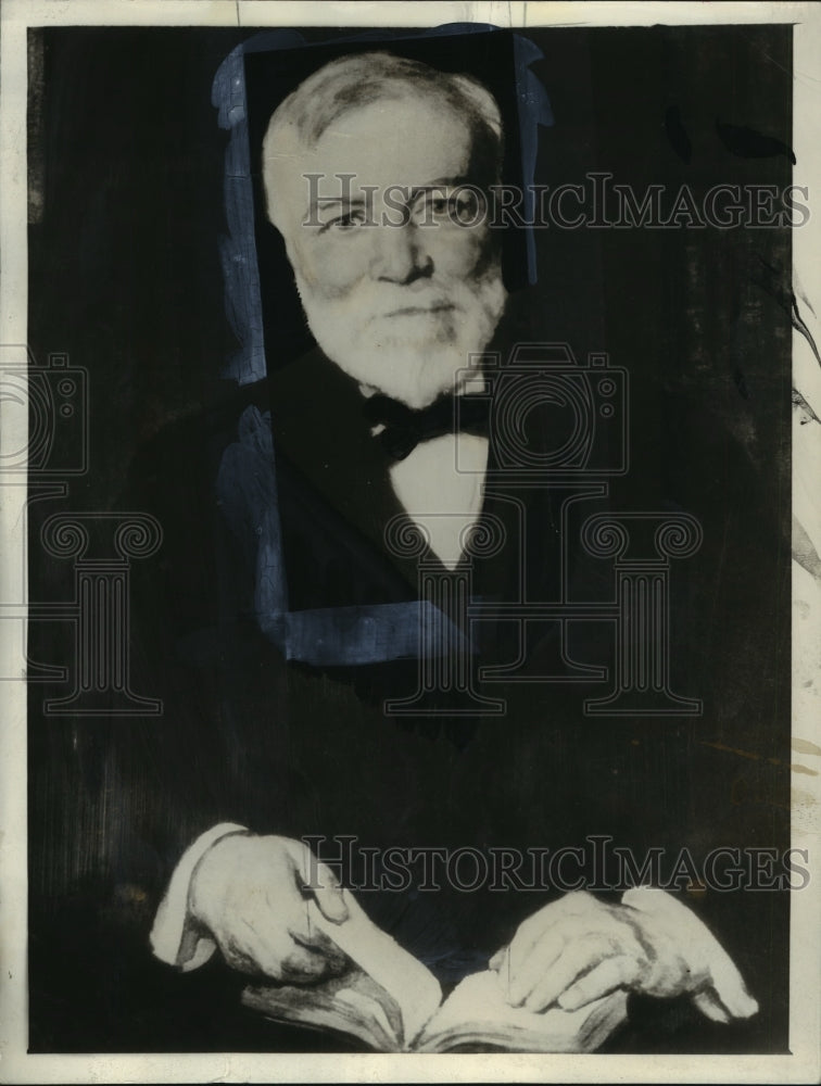 1935 Press Photo Carnegie portrait presented to libraries for centenary