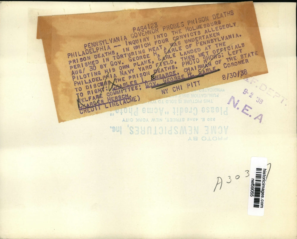 1938 Press Photo Official in the Inquiry into the Holmesburg Prison Deahs