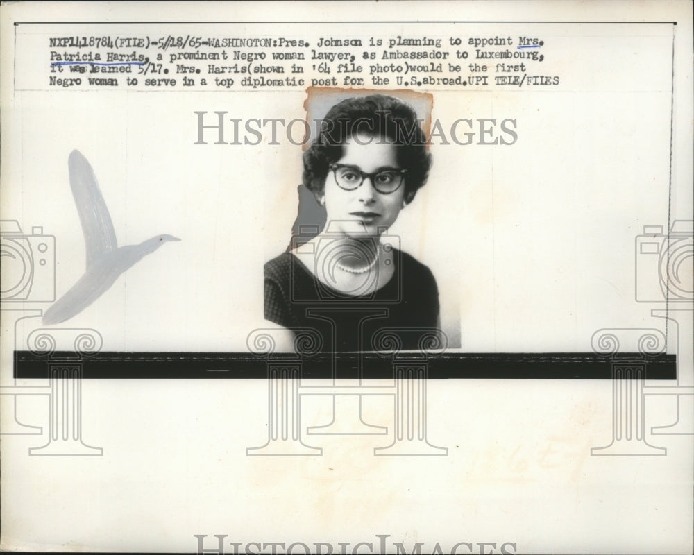 1965 Press Photo Mrs.Patricia Harris appointed Ambassador to Luxembourg