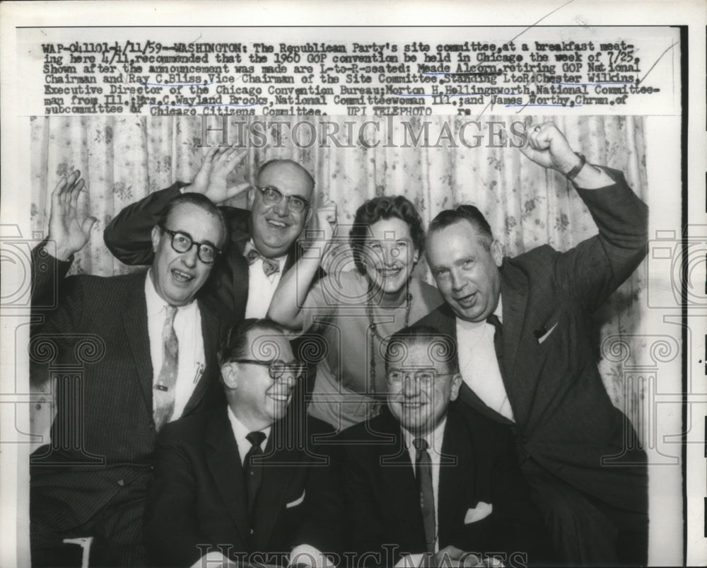 1959 Press Photo Republican Party's site committee at a breakfast meet-up