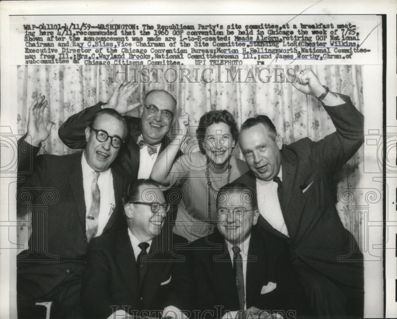 Load image into Gallery viewer, 1959 Press Photo Republican Party's site committee at a breakfast meet-up
