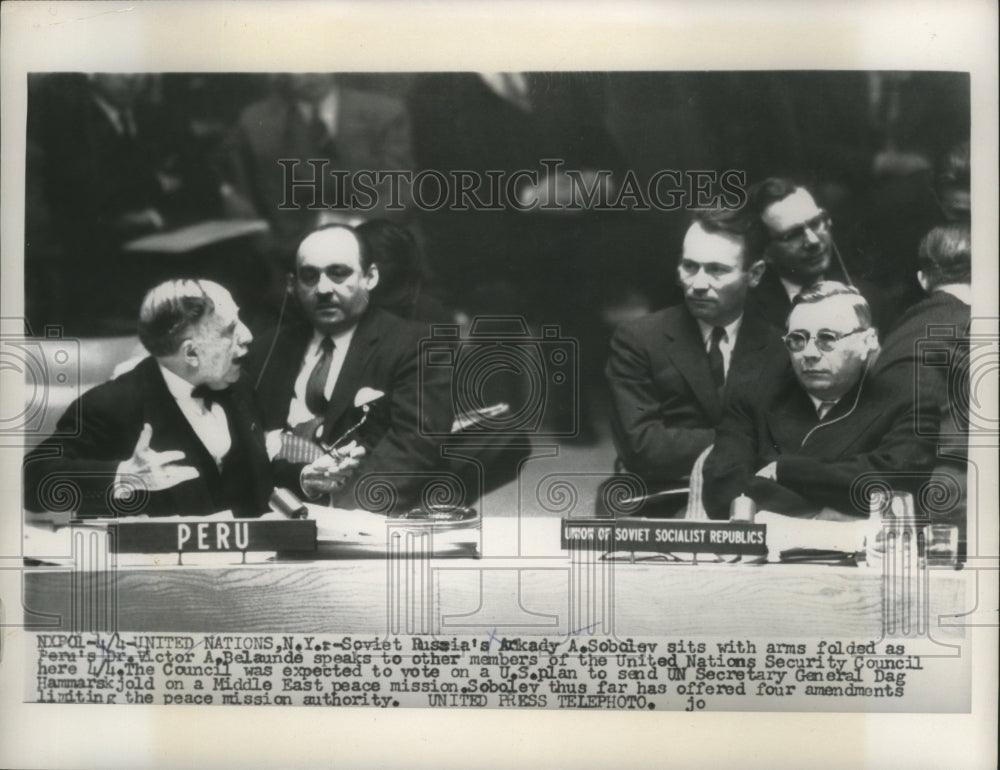 1956 Press Photo Members of the United Nation Security Council Meetings