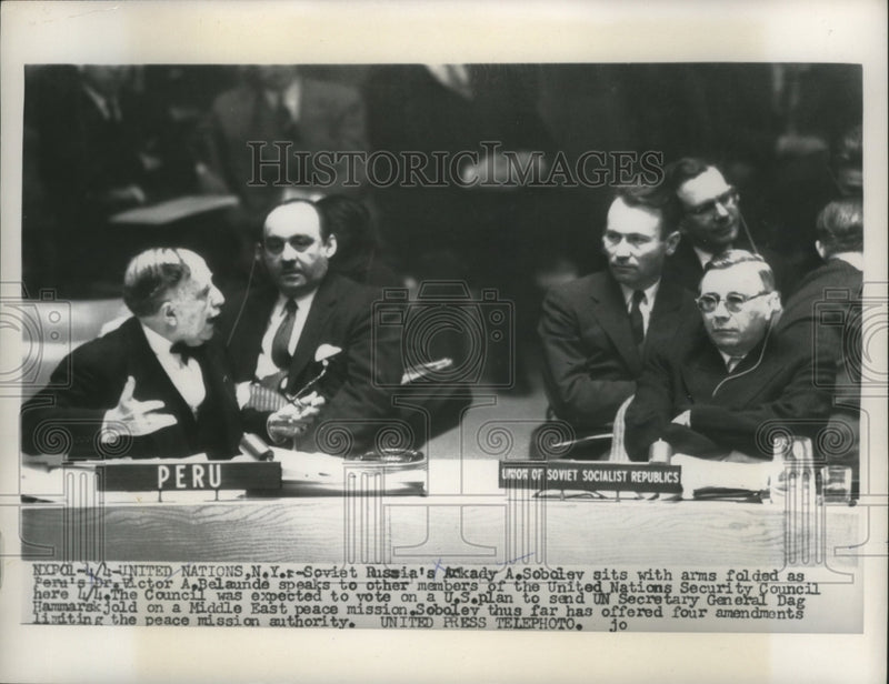 Load image into Gallery viewer, 1956 Press Photo Members of the United Nation Security Council Meetings
