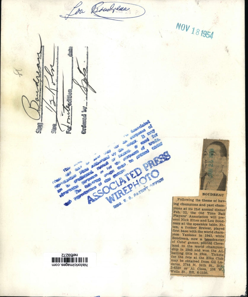 1954 Press Photo Lou Boudreau names K.C. Athletics Manager - nef59272