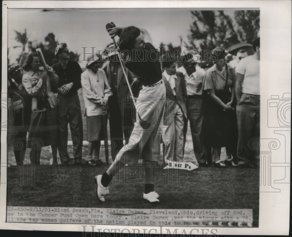 1951 Press Photo Claire Doran of Ohio in the Cancer Fund Open at Miami Florida
