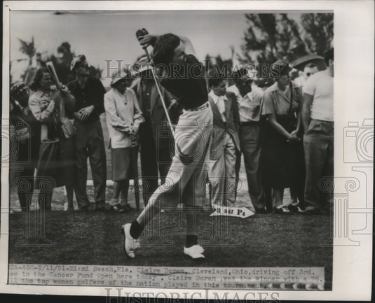 1951 Press Photo Claire Doran of Ohio in the Cancer Fund Open at Miami Florida