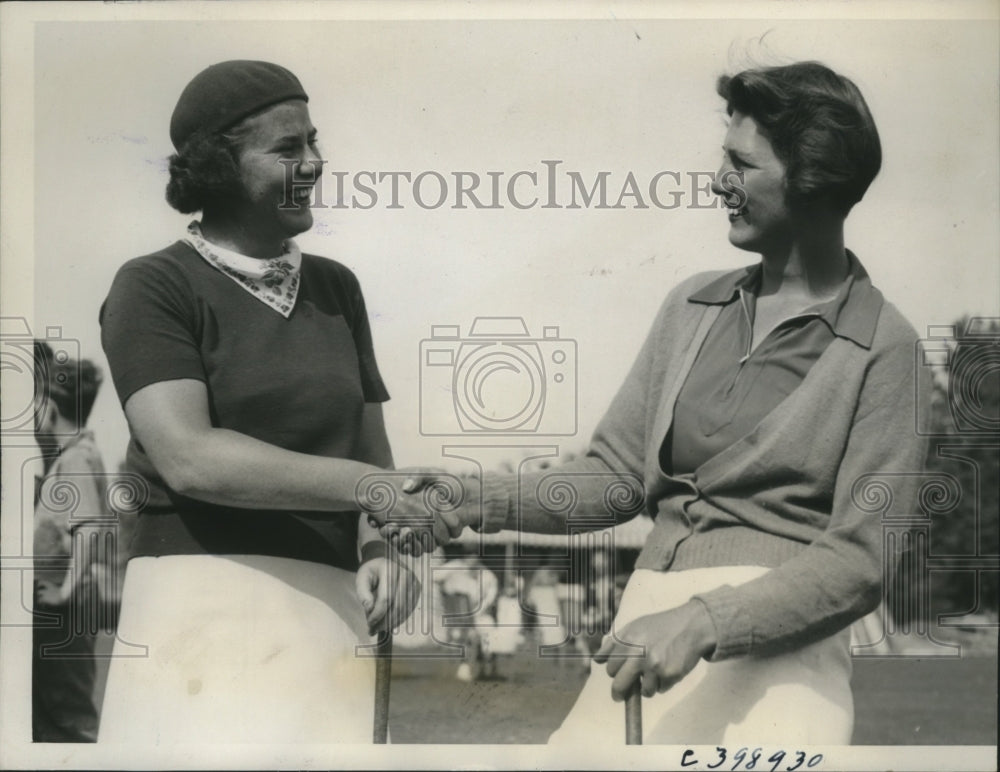 1937 Press Photo Helen Hicks and Beatrice Barrett in 8th Annual Women Western - Historic Images