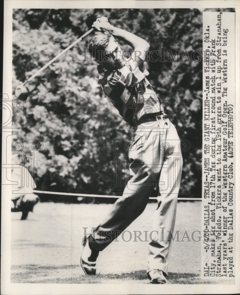 1950 Press Photo James Vickers at the Western Amateur Gold Open At Dallas Texas