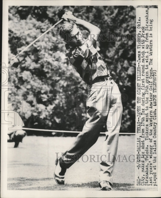1950 Press Photo James Vickers at the Western Amateur Gold Open At Dallas Texas
