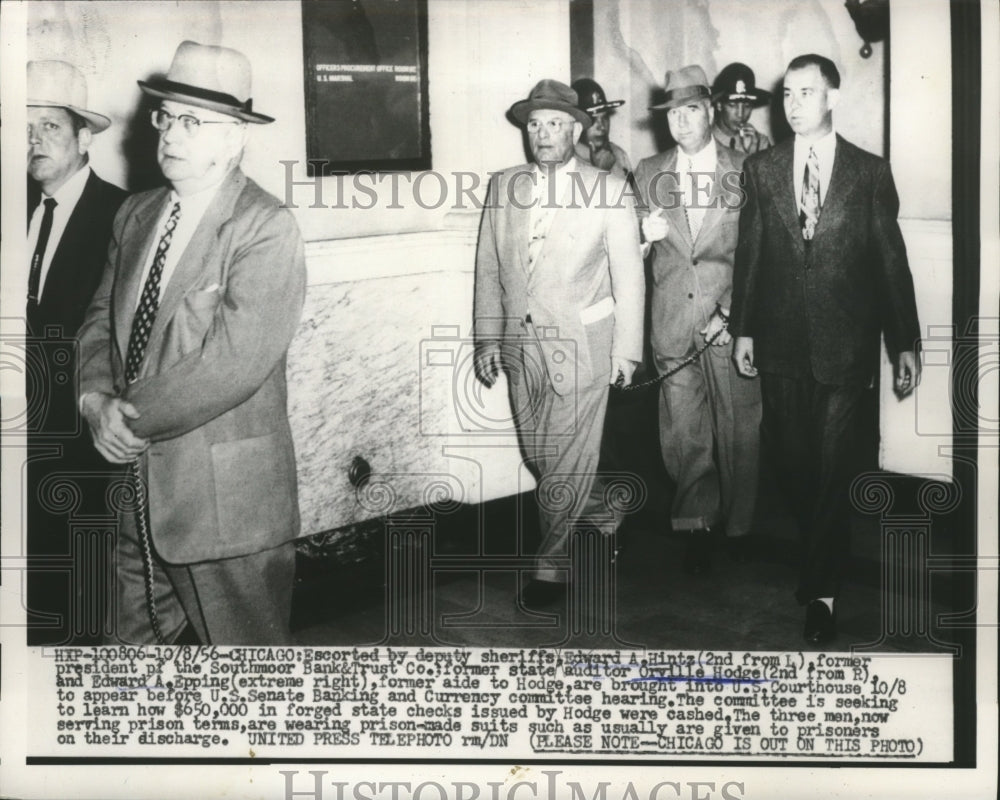 1956 Press Photo Orville Hodge brought into U.S Courthouse to appear in Senate- Historic Images