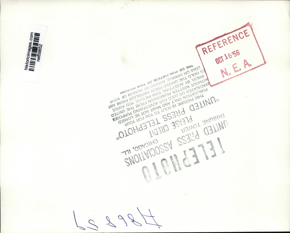 1956 Press Photo Group of photographers travel with Adlai Stevenson - nef59852