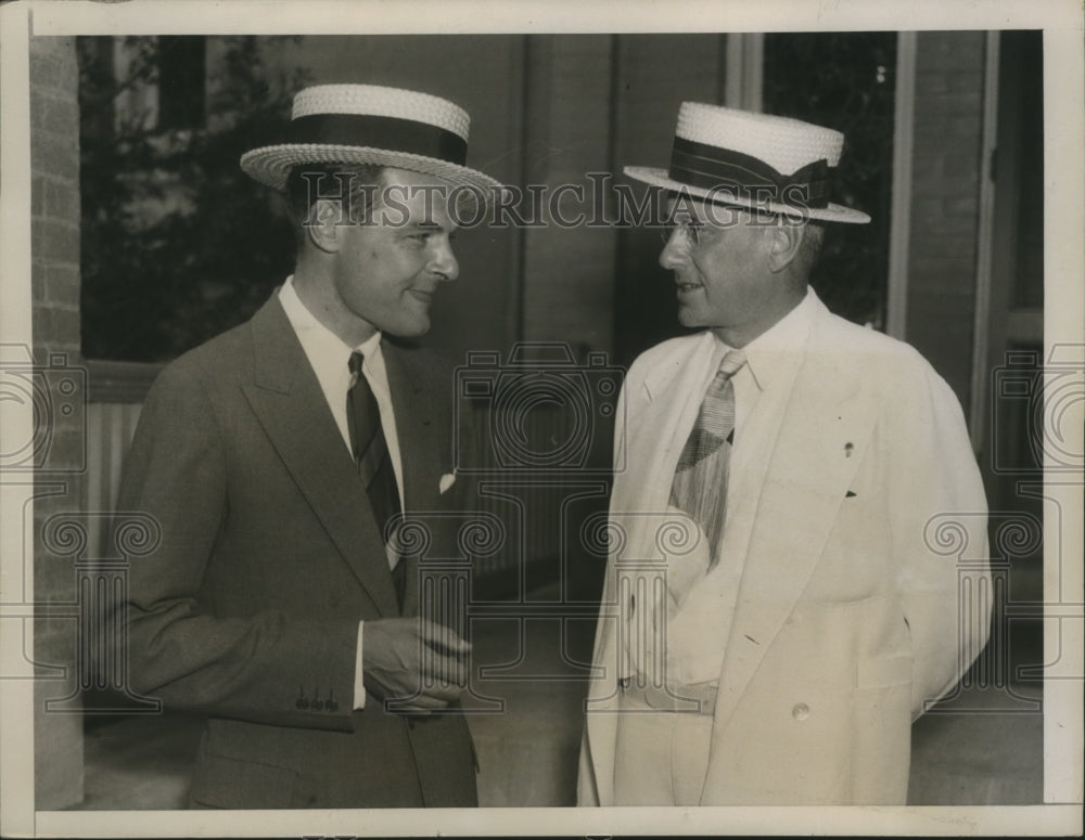 1936 Press Photo Henry Cabot Lodge visits Alf M. Landon in Topeka, Kansas- Historic Images