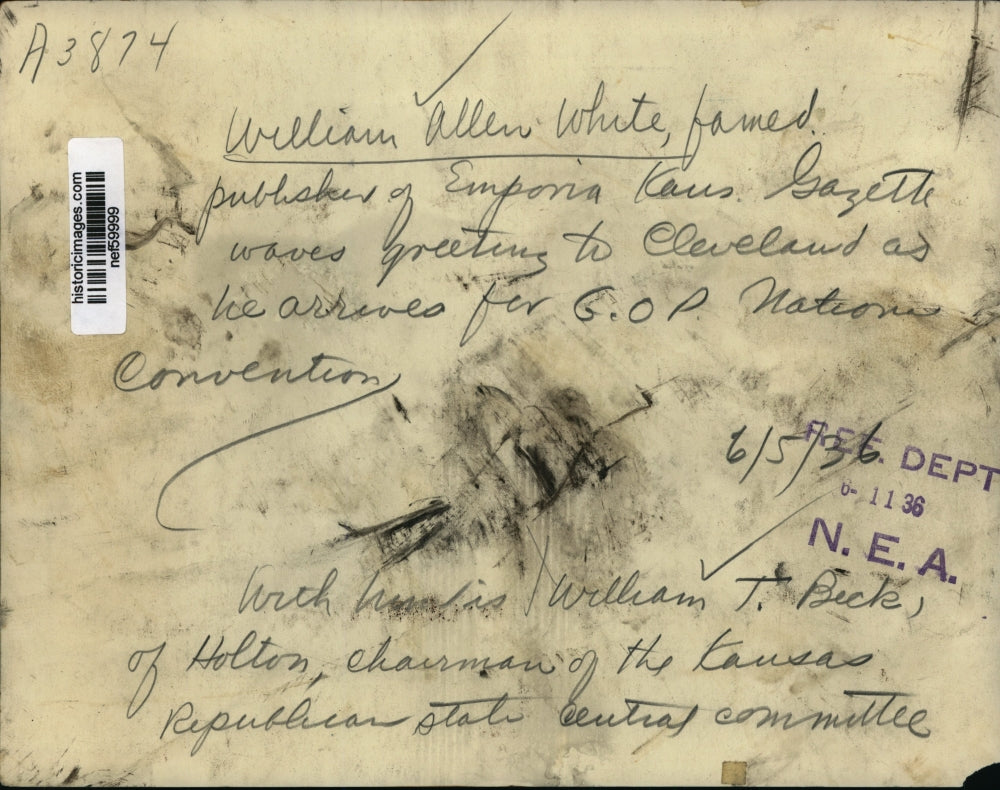 1936 Press Photo William Allen White of Emporia Gazette at GOP Convention