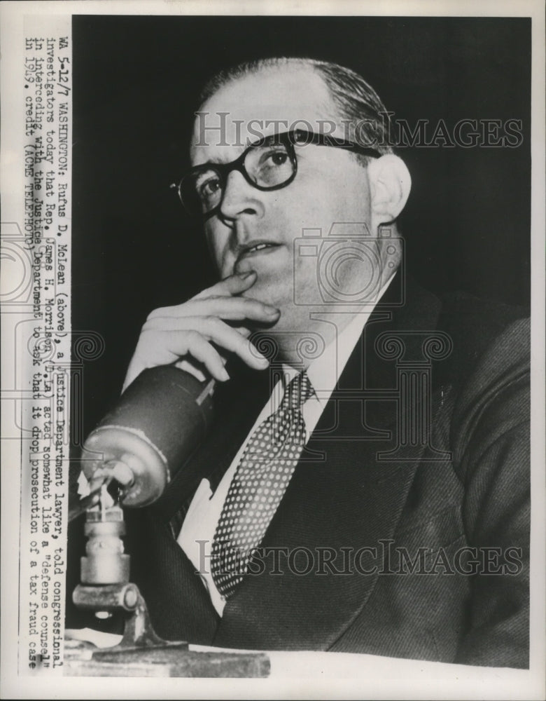 1951 Press Photo Rufus McLean Testifies to Congressional Investigators