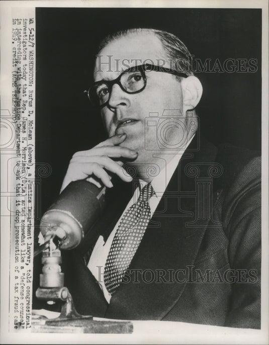 1951 Press Photo Rufus McLean Testifies to Congressional Investigators