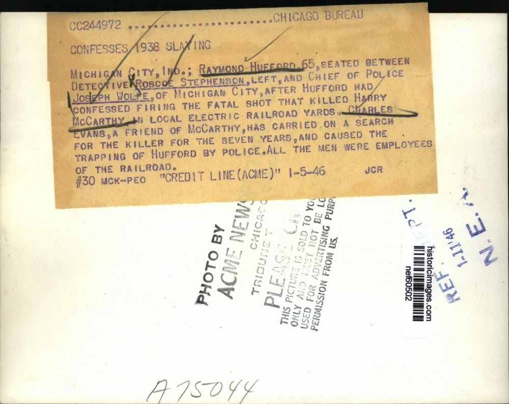 1946 Press Photo Raymond Hufford confessed 1938 slaying of Harry McCarthy