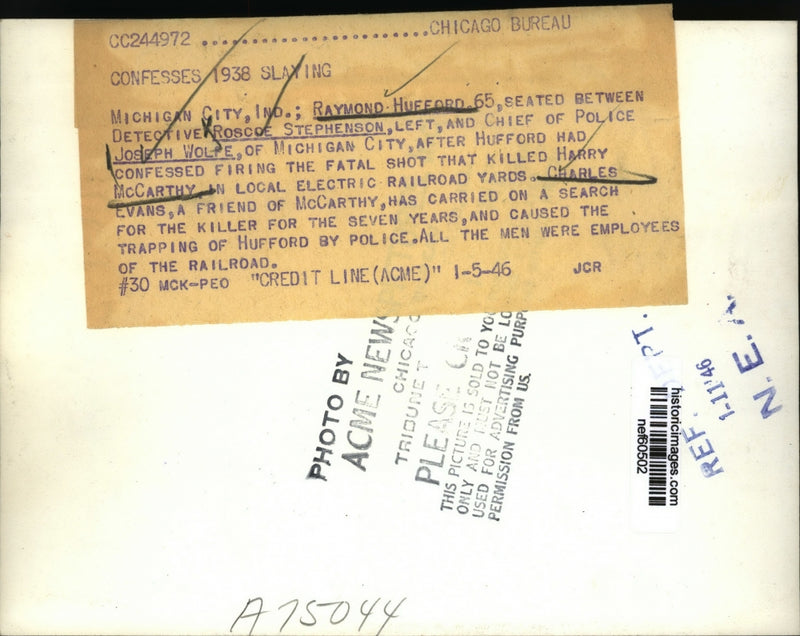 Load image into Gallery viewer, 1946 Press Photo Raymond Hufford confessed 1938 slaying of Harry McCarthy
