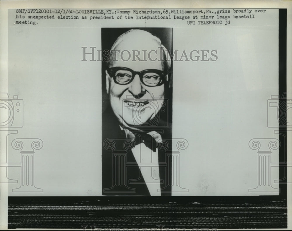 1960 Press Photo Tommy Richardson President of the International League