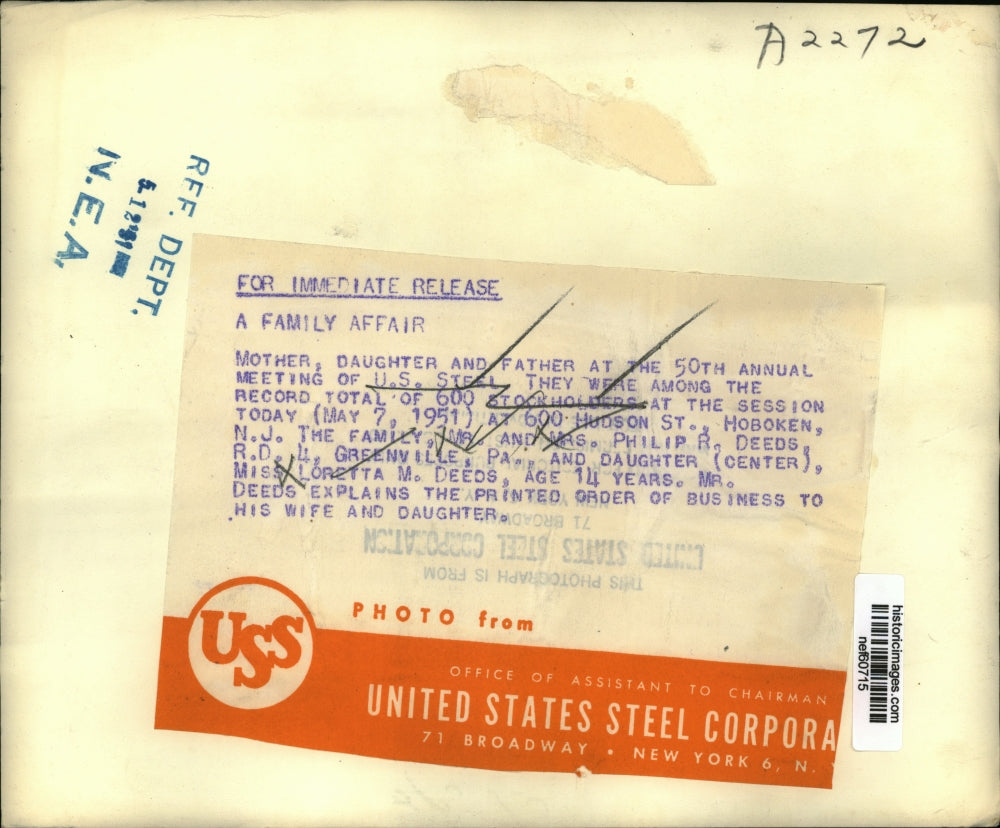 1931 Press Photo Mother Daughter & Father Attend 50th Annual U.S. Steel Meeting