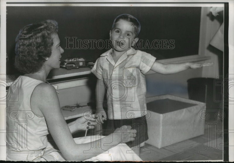 Load image into Gallery viewer, 1956 Press Photo Mike Sibole Starts School Eyes Were Removed to Save His Life
