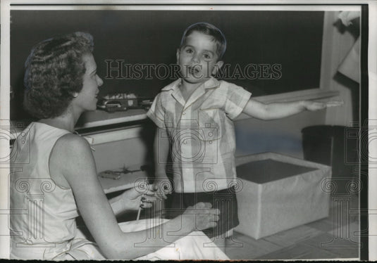 1956 Press Photo Mike Sibole Starts School Eyes Were Removed to Save His Life