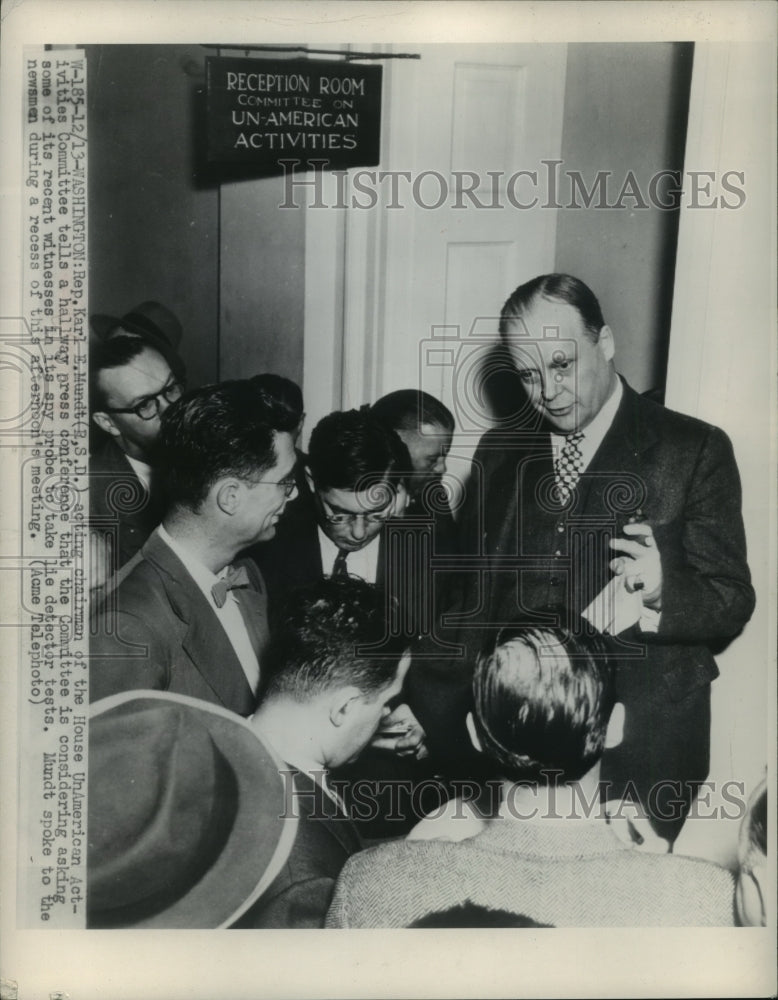 1948 Press Photo Rep.Karl E.Mundt,chairman of House UnAmerican Activities