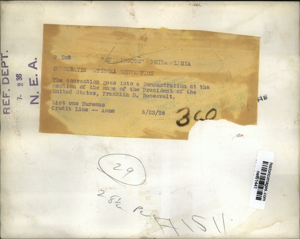 1936 Press Photo The Democratic National Convention Shows Support for Roosevelt