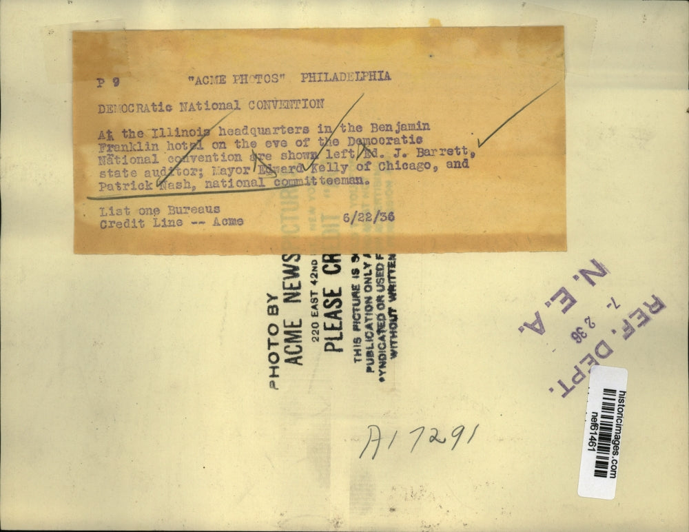 1936 Press Photo Illinois Headquarters Democratic National Convention Members