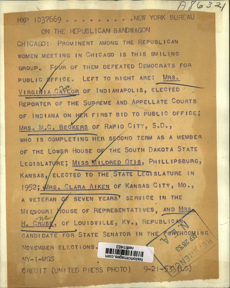 1953 Press Photo Republican Women's Meeting Members Chicago, Illinois