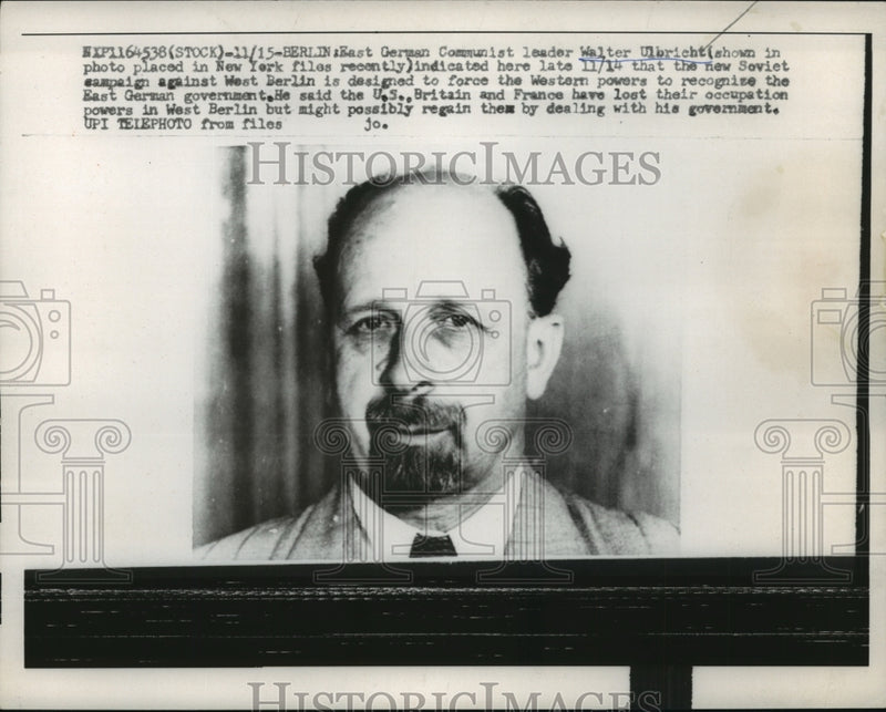 Load image into Gallery viewer, 1958 Press Photo Walter Ulbricht East German Communist Leader - nef61564
