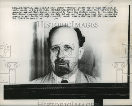 1958 Press Photo Walter Ulbricht East German Communist Leader - nef61564