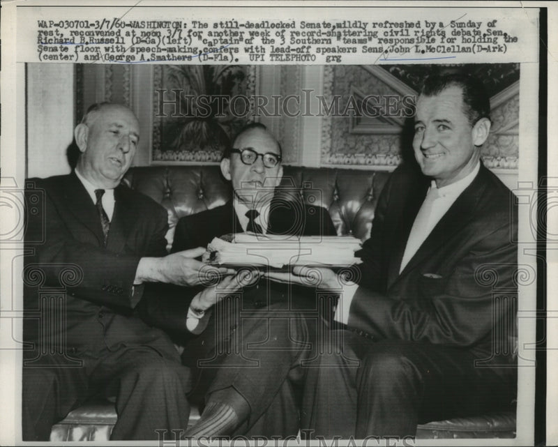 Load image into Gallery viewer, 1960 Press Photo Senate Civil Rights Debates Team Leaders, Washington, DC
