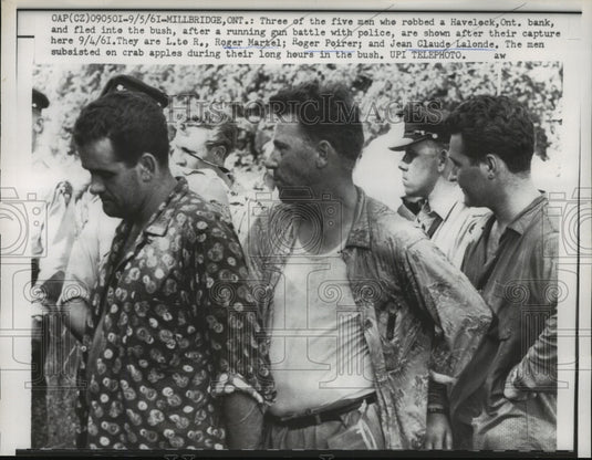 1961 Press Photo Three of the five men who robbed a Havelock Ont.Bank captured