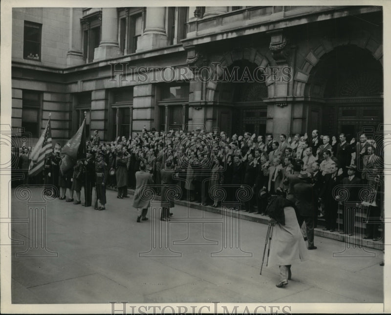 Load image into Gallery viewer, 1943 Press Photo Veterans of World War II indicted into the American Legion
